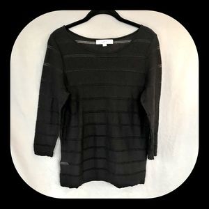 LOFT 3/4 Sleeve Knit White Top NWOT w sheer stripe